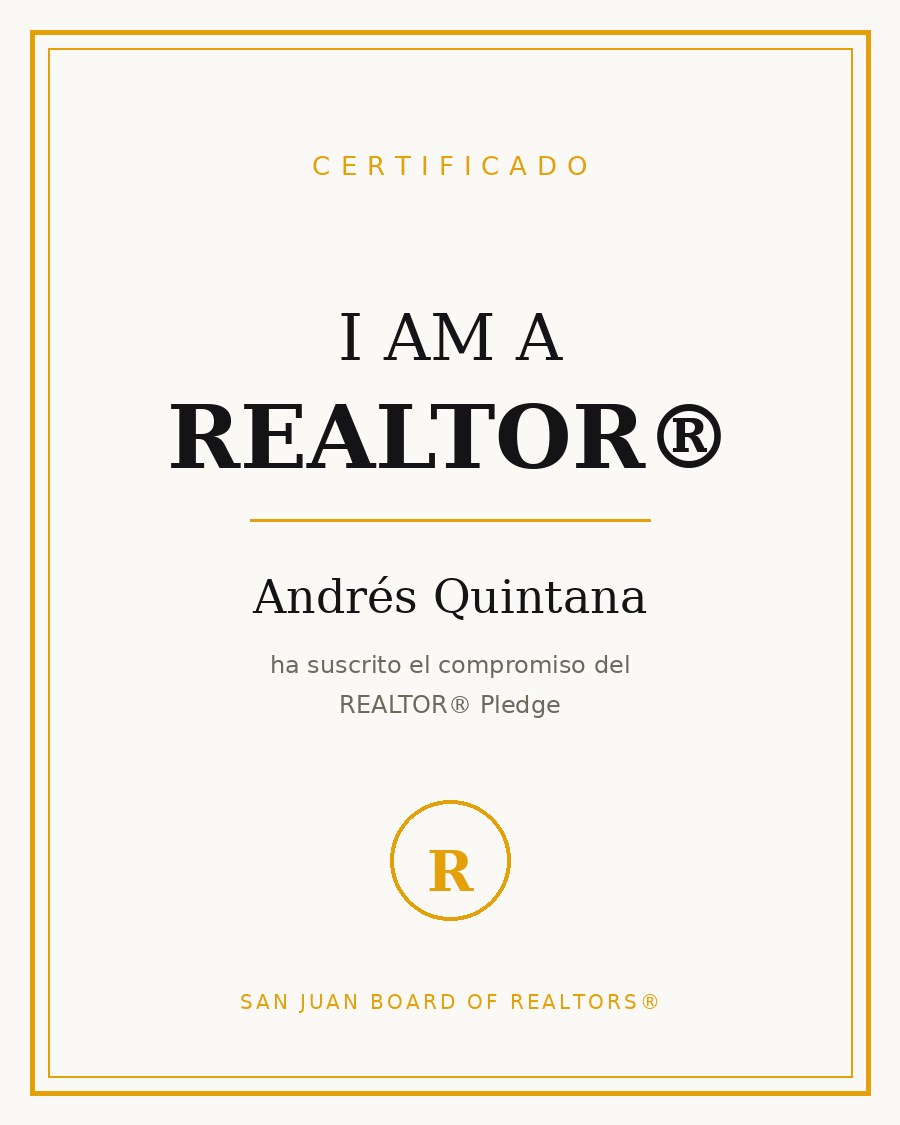Certificado REALTOR® — Andrés Quintana
